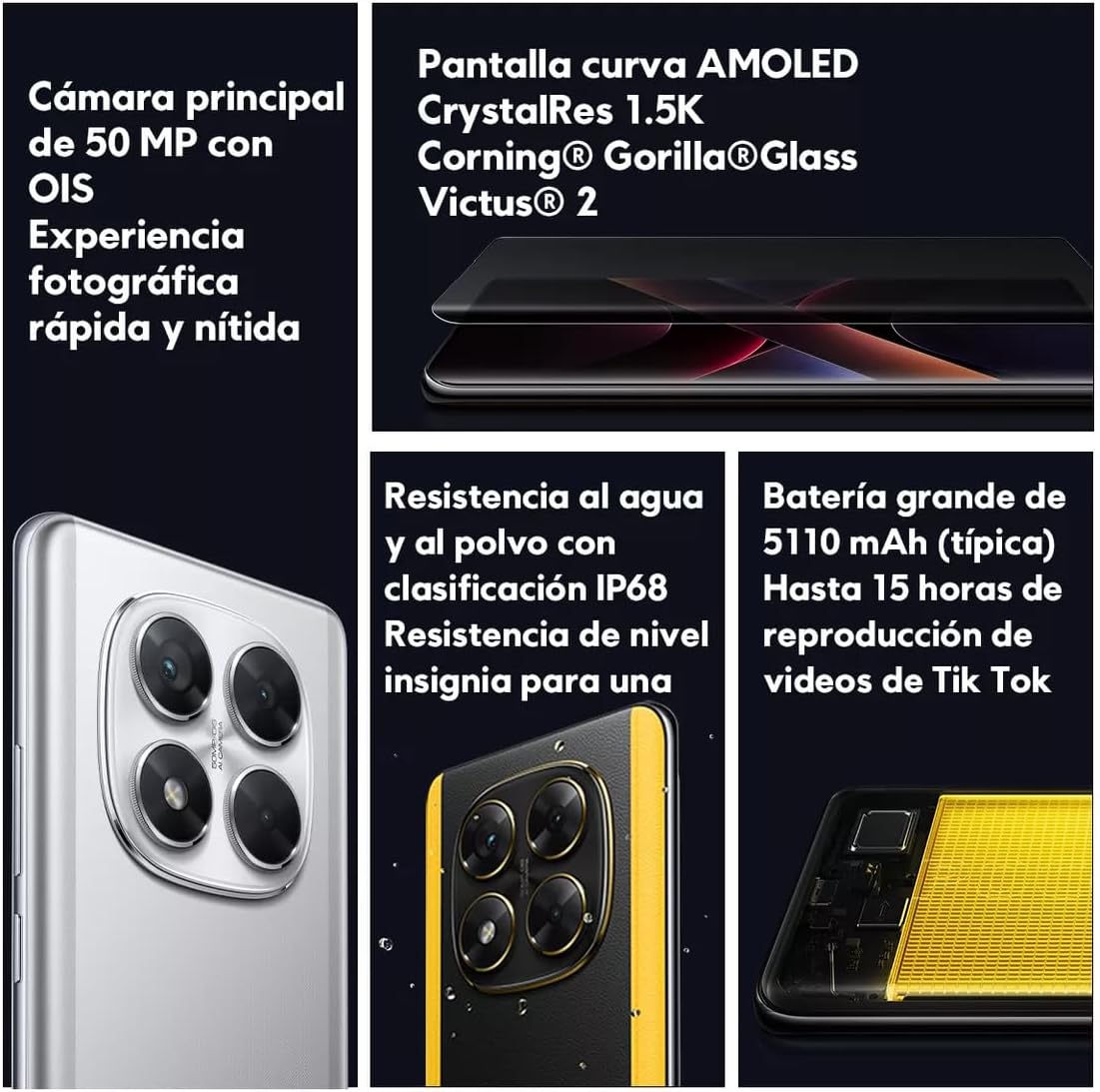 Poco X7 5G + 4G LTE (for Tmobile Mint Tello & Global) (512GB + 12GB) Ai Curved 6.67" 50MP Triple Cam NFC Dual sim Unlocked Model 24095PCADG (Green) - Image 2